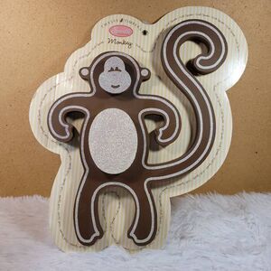 Twelve Timbers Sparkle Collection Brown 3D Monkey Sparkle Wood Decor- NIP